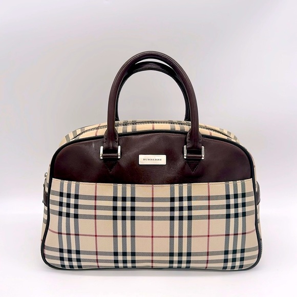 BURBERRY Classic Beige Nova Check Dome Bowler Bag - Picture 1 of 15
